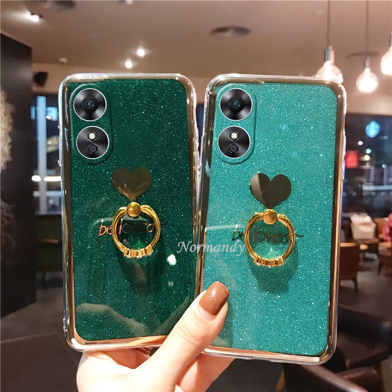 Ốp Điện Thoại Cứng Trang Trí Kim Tuyến Viền Mạ Vàng Hình Trái Tim Cho OPPO A78 Reno8 T Reno 8T 5G 4G 2023