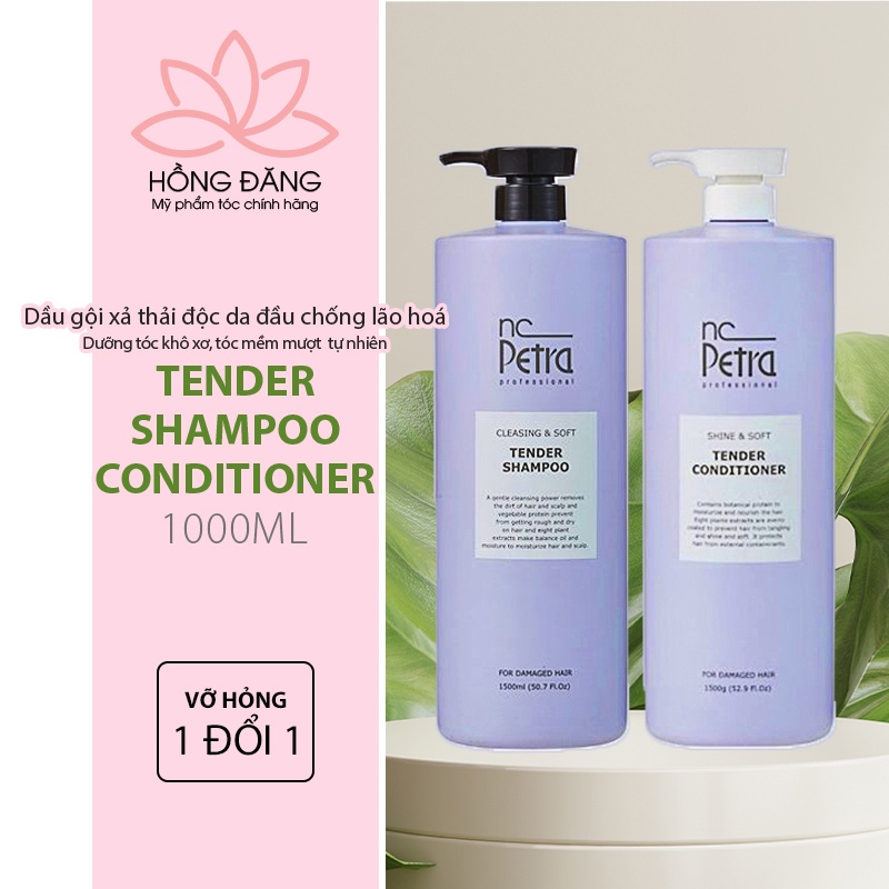 Dầu gội xả dưỡng tóc siêu mượt, phục hồi tóc khô xơ rối, thải độc căn bằng da đầu công nghệ sinh học Petra Tender 1500ml