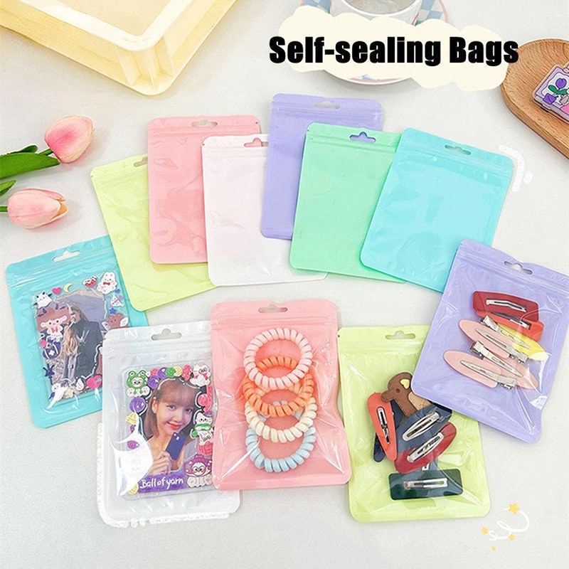 Set 10 Túi Đựng Kẹp Tóc / Đồ Ăn Vặt Chống Nước Chống Ẩm Màu Sắc Macaron