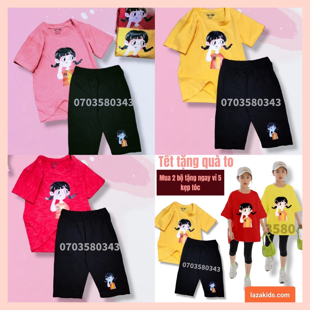Set bé gái size đại BỘ NGỐ BÉ GÁI DỄ THƯƠNG LAZAKIDS 20KG-50KG CHẤT VẢI ĐẸP MÁT FORM RỘNG QUẦN LEGGING ĐI HỌC ĐI CHƠI