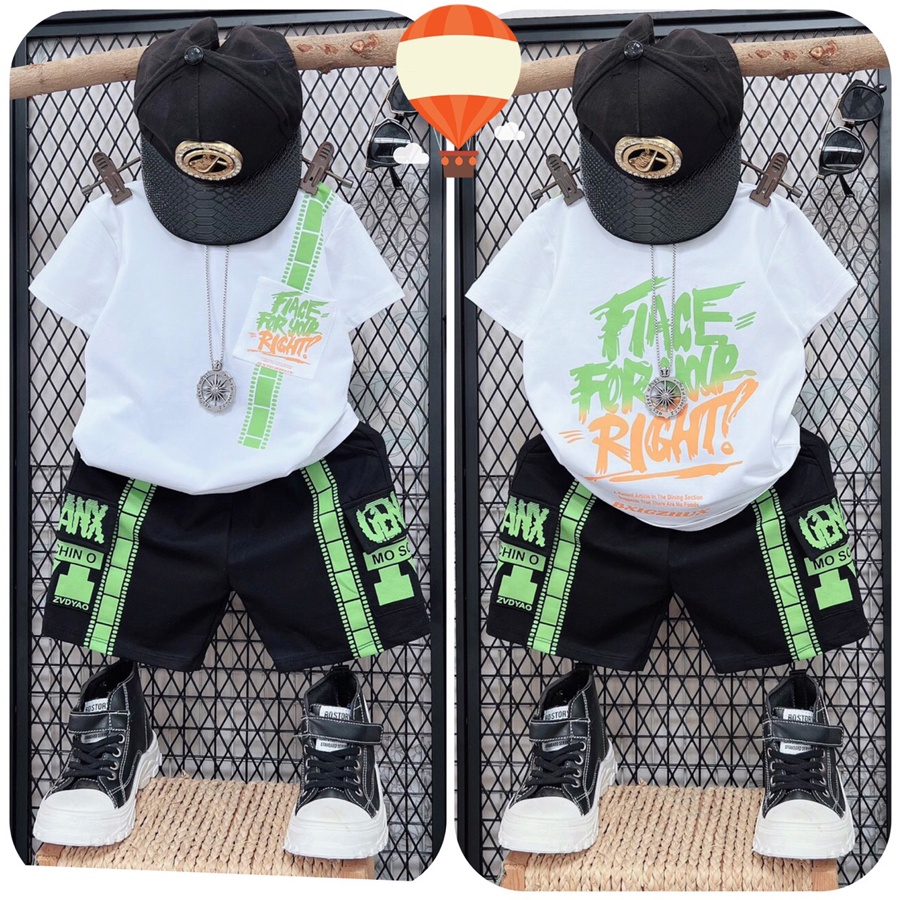 Đồ bộ bé trai, bộ thun túi hộp chữ Right, 100% cotton cho bé trai từ 10 đến 55kg