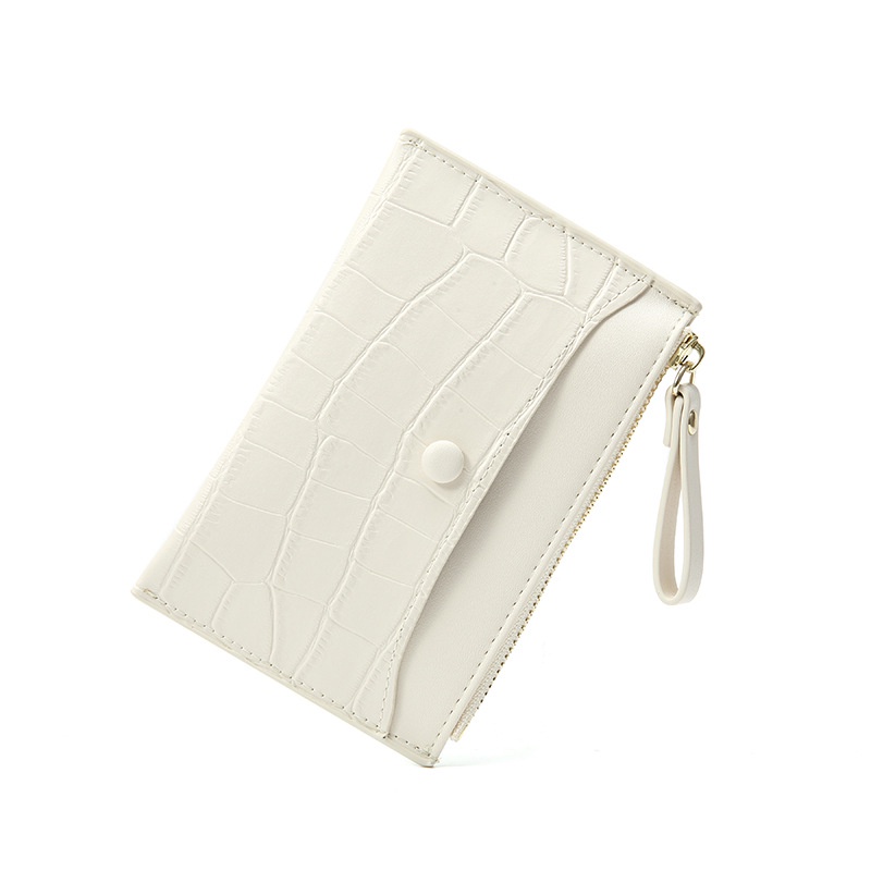 Ví IELGY da PU mỏng đựng thẻ tiền xu có khóa kéo mini thời trang đơn giản dành cho nữ