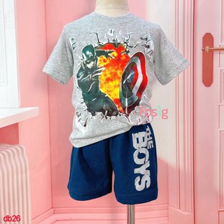 Set đồ bộ ngắn bé trai oskos - xám captain