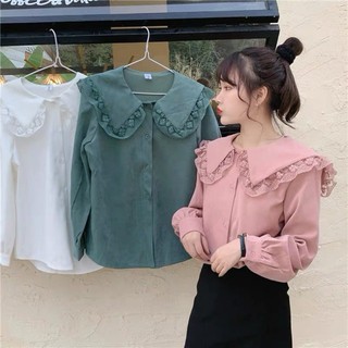 [ORDER] ÁO SƠ MI CỔ BÈO ULZZANG / ÁO KIỂU CỔ TRÒN TAY DÀI phong cách HÀN QUỐC