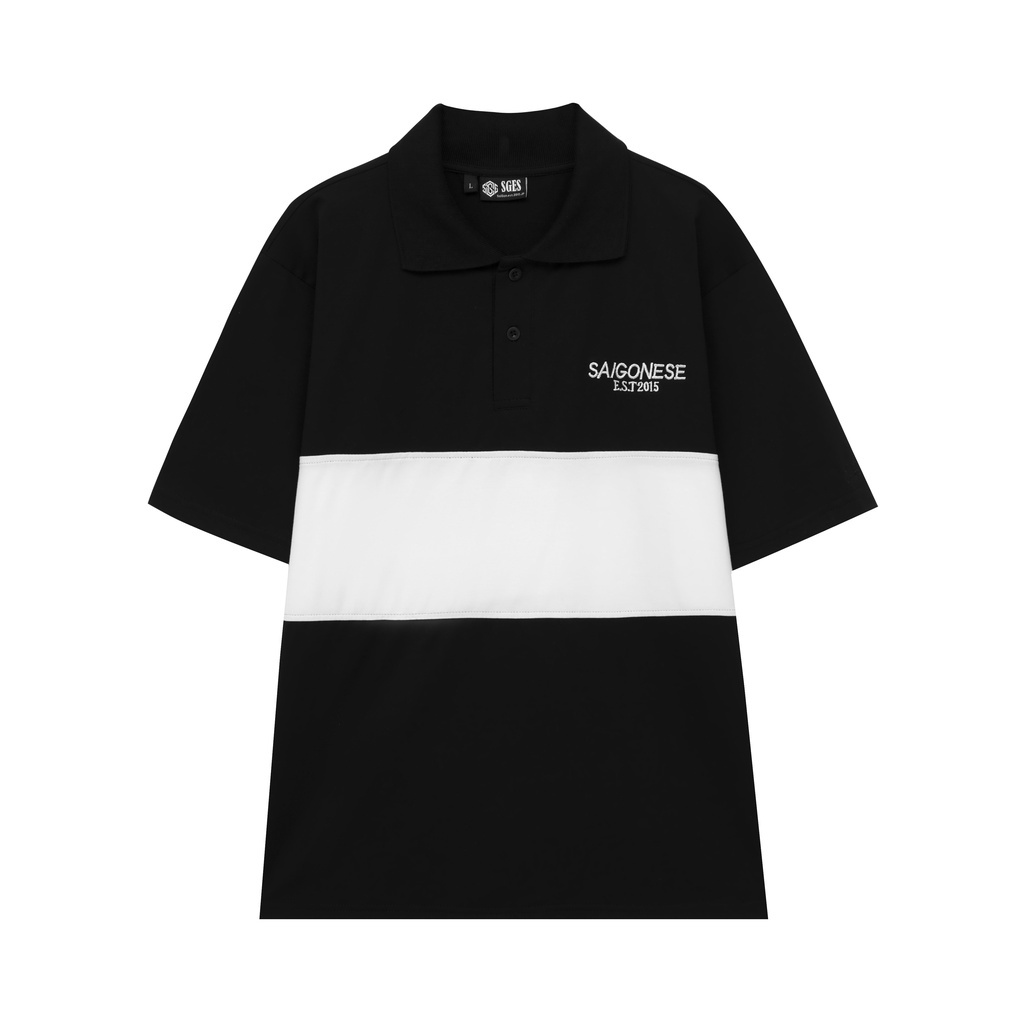Áo Polo nam nữ SGES local brand unisex Form Rộng / Đen Sọc Trắng áo polo oversize
