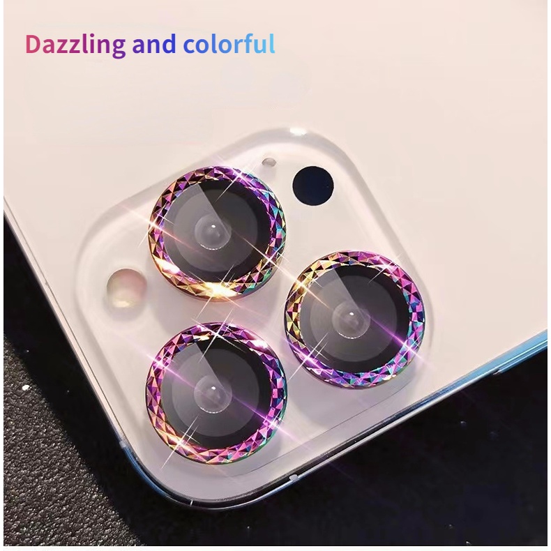 Vòng Kim Loại Bảo Vệ Ống Kính Máy Ảnh Sau Đính Đá Lấp Lánh Cho iphone 11 12 13 14 Pro Max