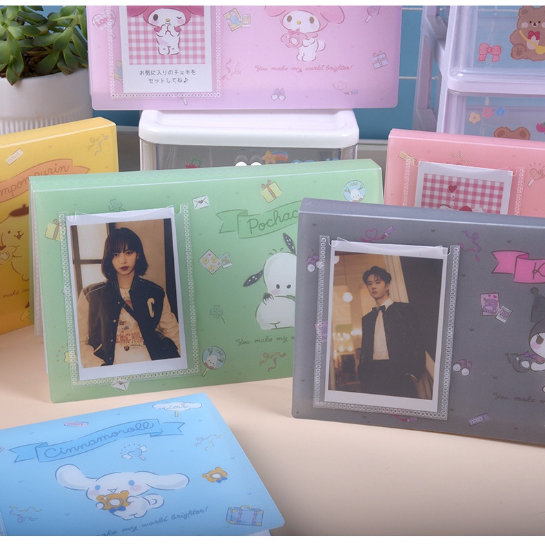Peach Sanrio Large capacity cartoon storage book  Kuromi Cinnamoroll Postcard stickers photo storage