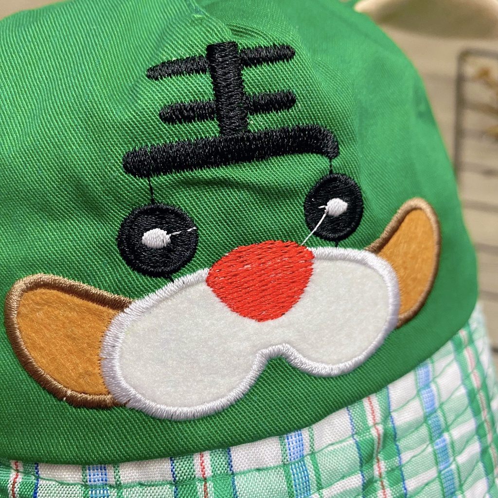 Nón tai bèo thêu hình cún có voan che bụi cho bé siêu cưng - NN31