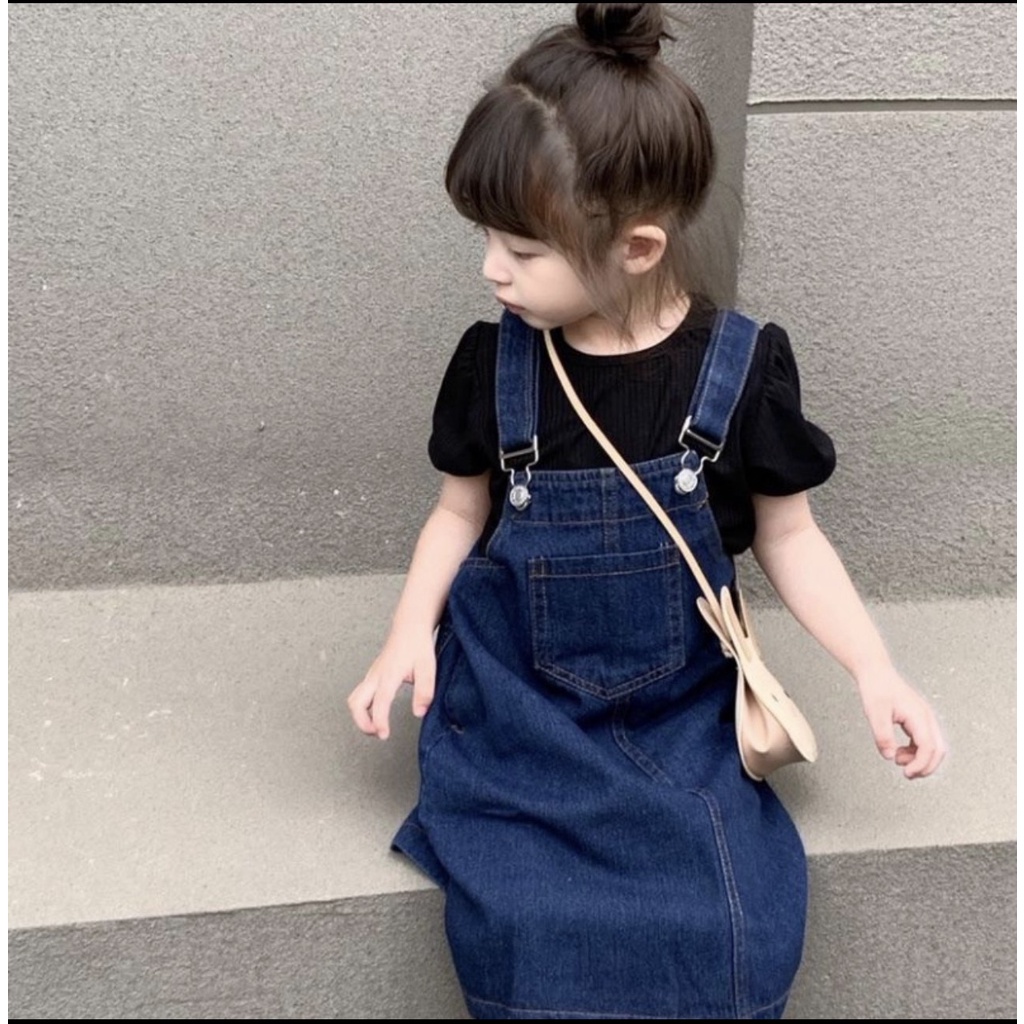 BÁN SỈ SET YẾM VÁY BÒ BÉ GÁI MIX ÁO ĐEN TAY BỒNG