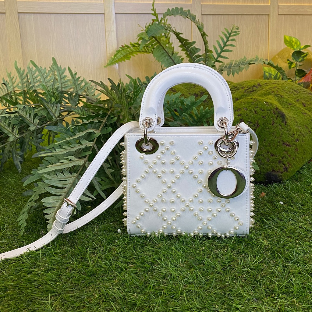 Túi Đeo Chéo Vai Bằng Da Cừu Đính Hạt Thời Trang Dành Cho Nữ