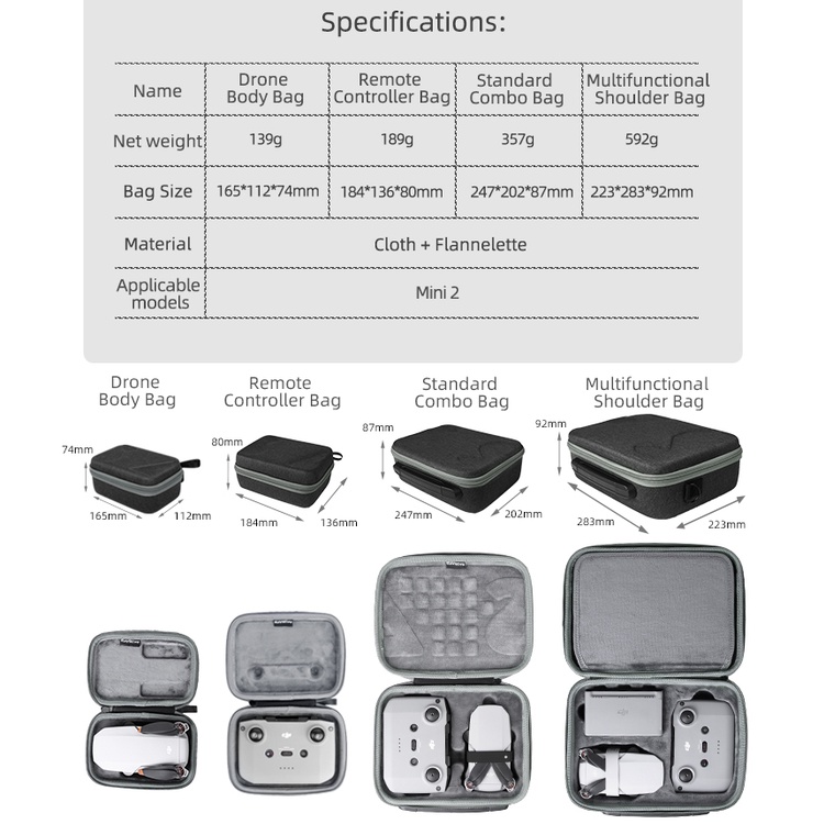 Túi Đựng DJI MINI 2 SE / MINI 2 Đeo Vai Đa Năng Tiện Dụng