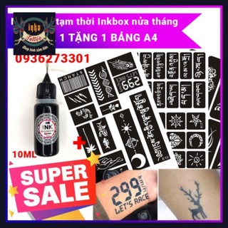 Hình xăm dán tạm thời 15 ngày tặng kèm mực xăm tự chọn mẫu