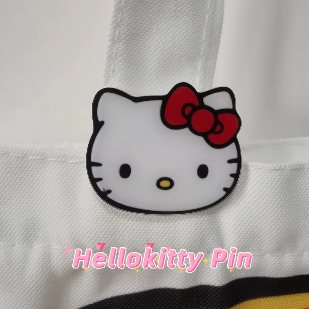 Hello Kitty cartoon canvas bag Túi vải túi một vai cô gái túi xách túi học sinh túi zipper túi túi môi trường