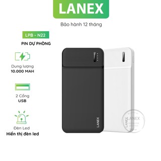 Pin Dự Phòng Lanex Lpb - N22 2 Cổng Usb 2.1a 10000mah Đèn Led