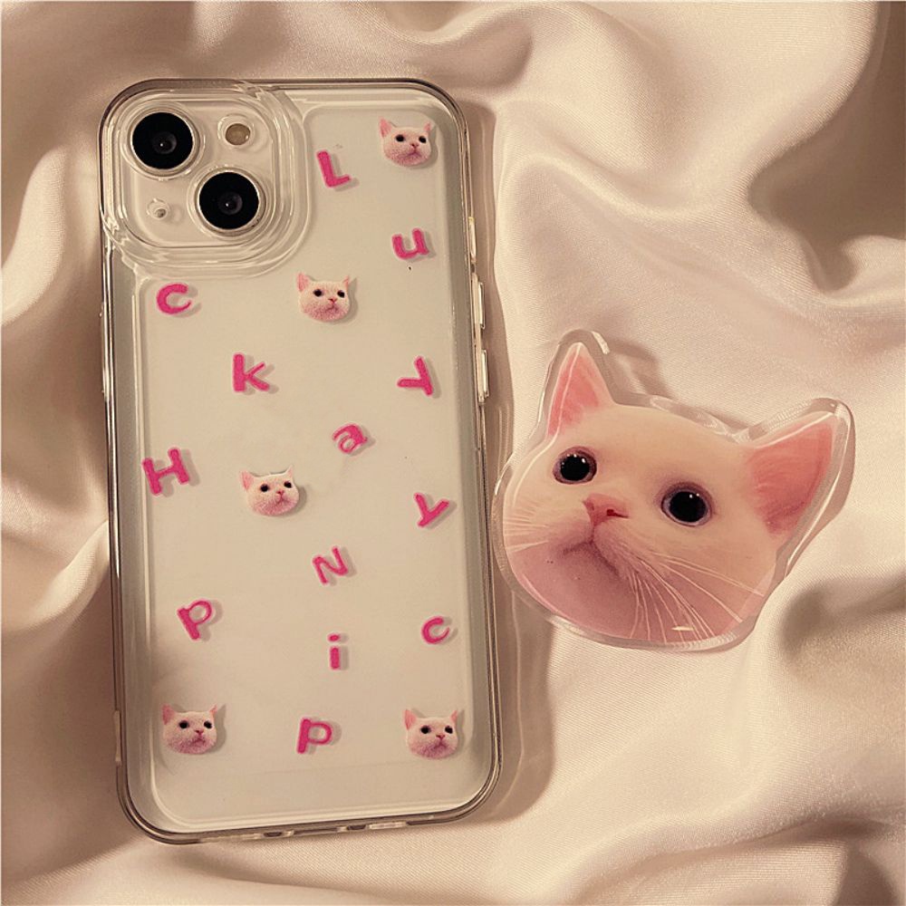Ốp Điện Thoại TPU Mềm Chống Bụi Chống Sốc Có Giá Đỡ Hình Mèo Dễ Thương Cho IPhone 14 13 12 11 Pro Max