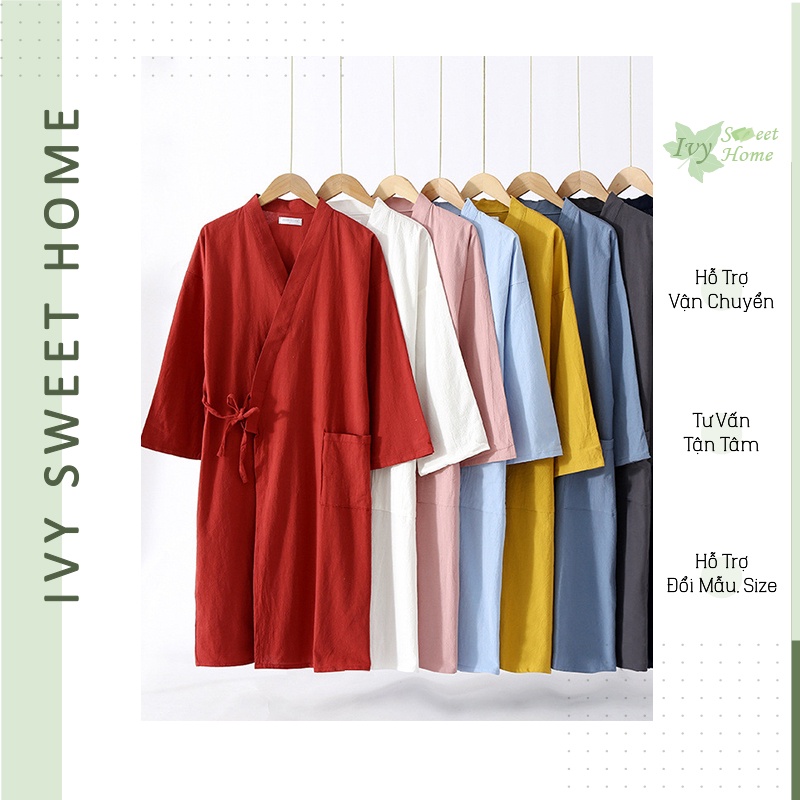 Áo Khoác Kimono Áo choàng Cotton Linen Mùa Hè ❄ IVY221