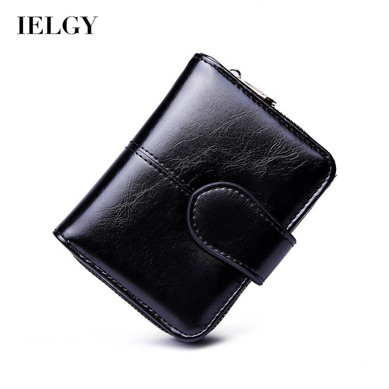 IELGY Ví Đựng Tiền Xu Màu Trơn Có Khóa Kéo Thời Trang Cho Nữ