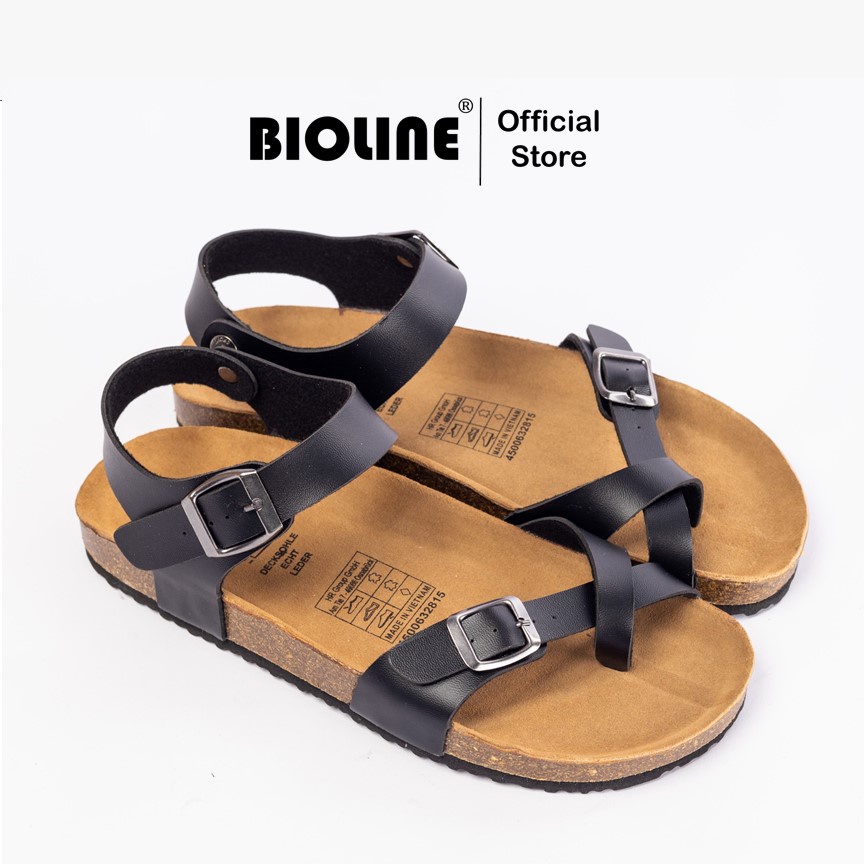 Mã PU14 - Sandal công sở Birken Đế Trấu BIOLINE Official Uniex nam nữ văn phòng Quai Da PU đan chéo xỏ ngón