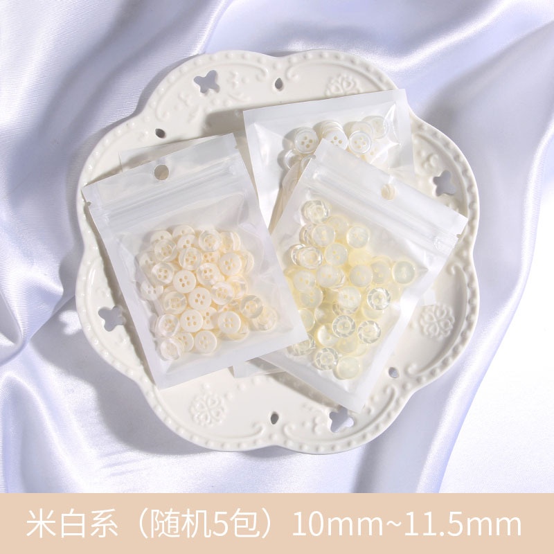 Túi 5 Túi / Gói 50 Nút Áo Tròn Bằng Nhựa Dùng Trang Trí Sổ Tay DIY