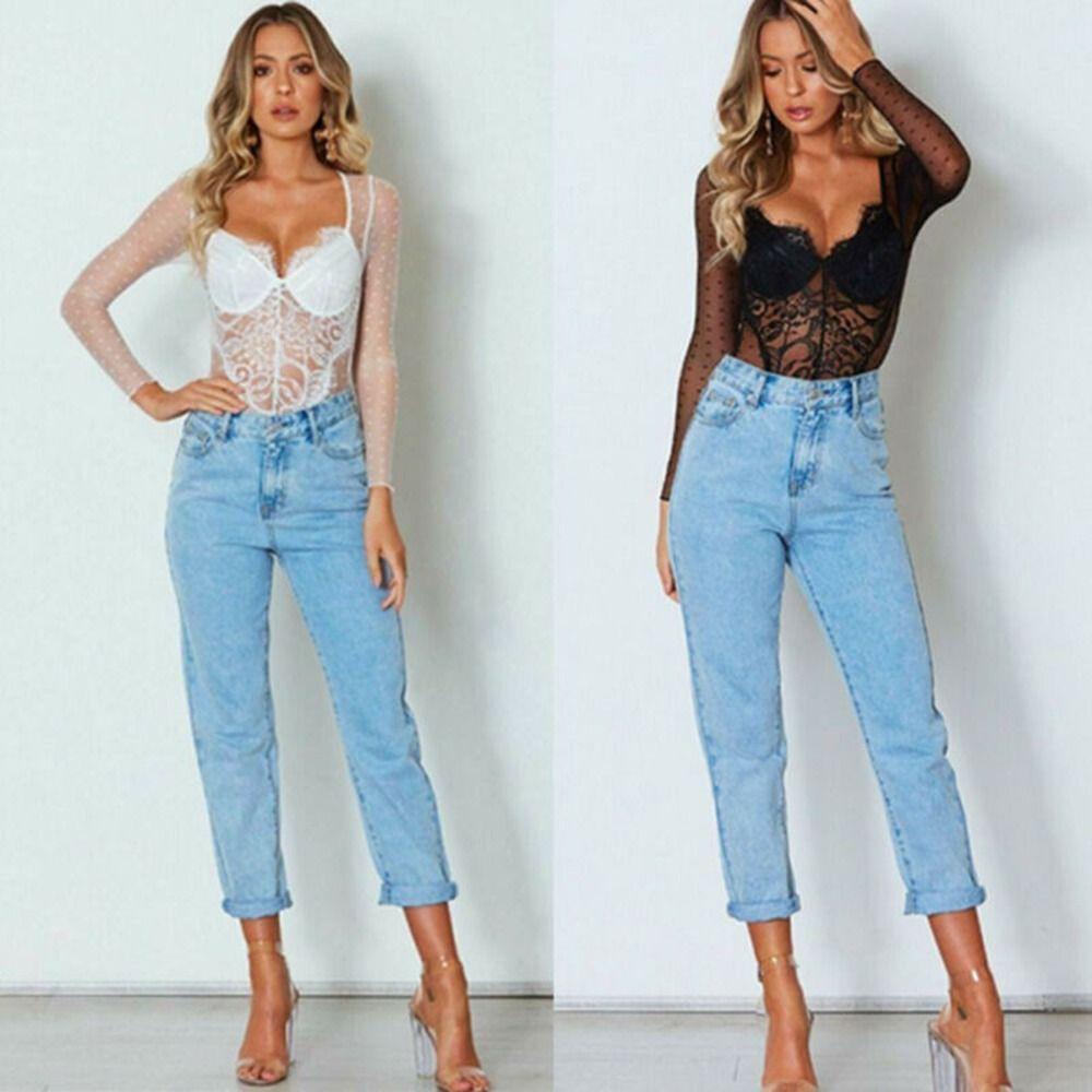 Bộ Áo Liền Quần Cổ Chữ V Phối Ren Trong Suốt Họa Tiết Ngôi Sao Năm Cánh Thời Trang Cho Nữ