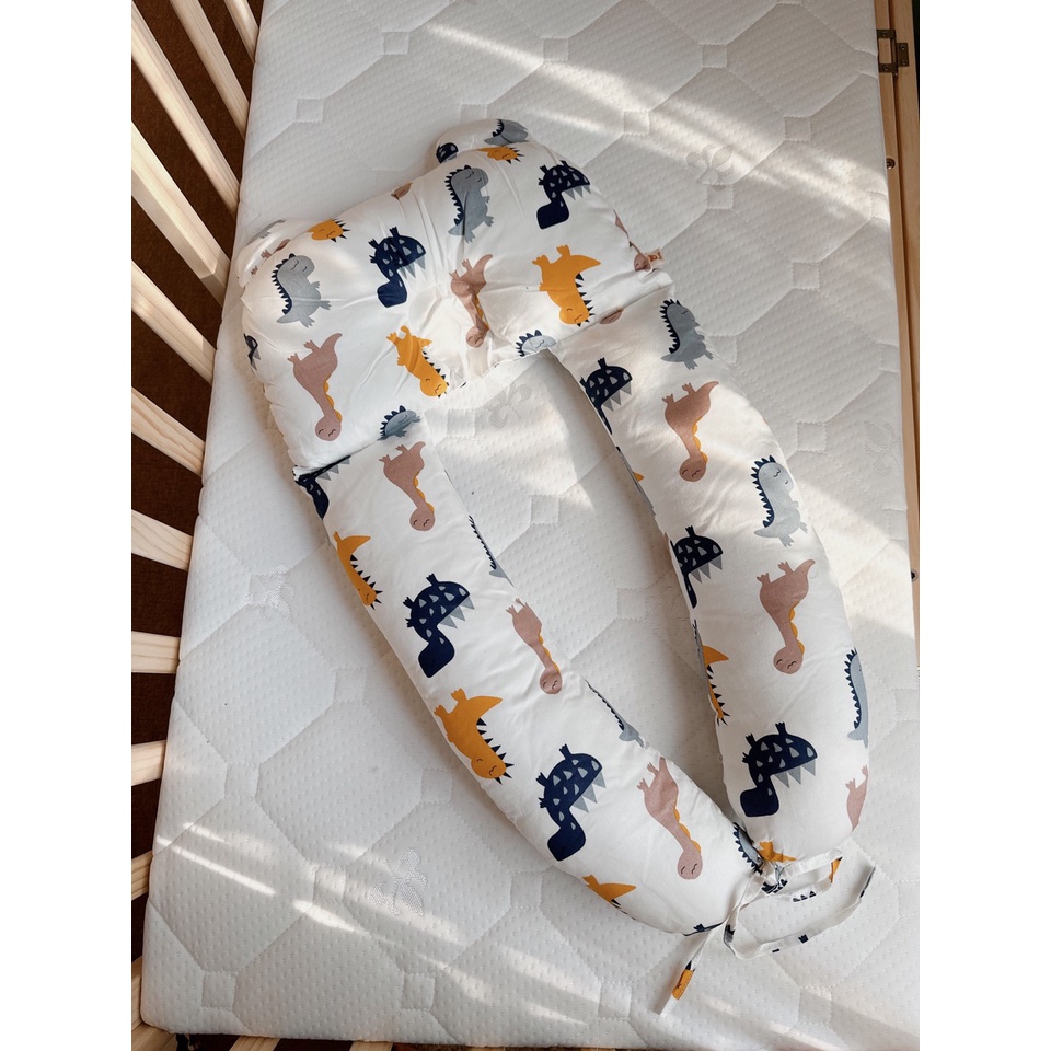 HÀNG CAO CẤP - Gối Ôm Chữ U - Chống Méo Đầu, Giật Mình Chất vải Cotton Siêu Mềm Mát Cho Bé