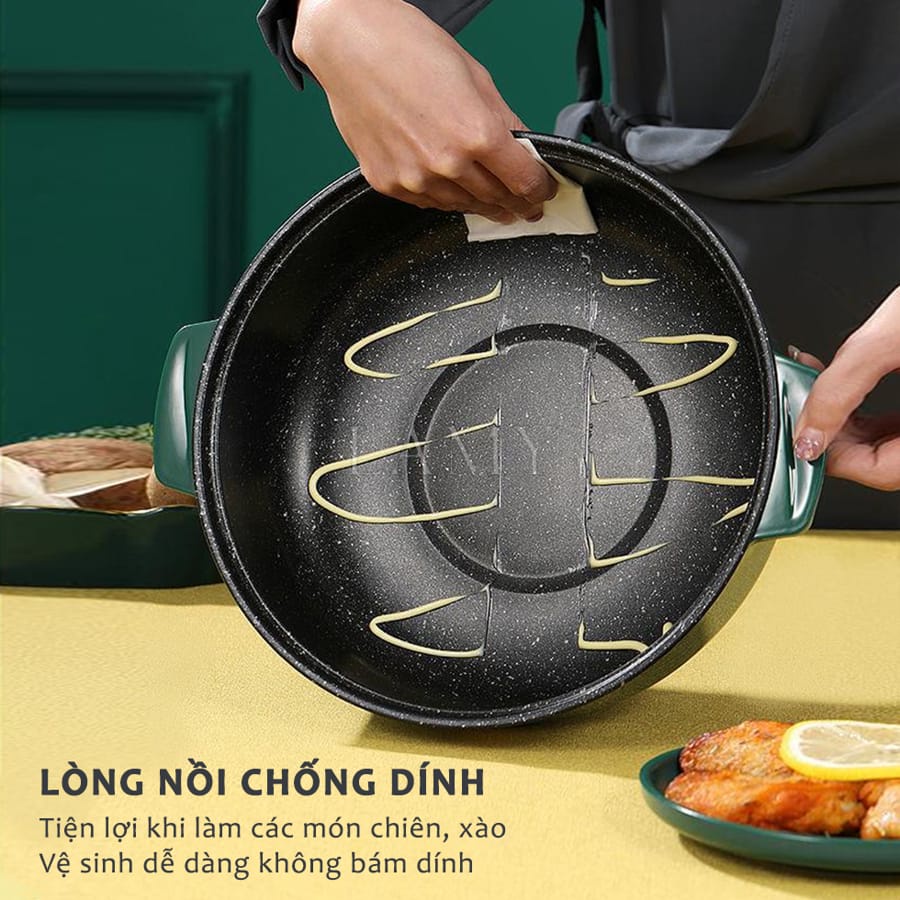 Nồi Lẩu Điện Mini 28cm Tặng Giá Hấp , Bếp Điện Đa Năng Nướng, Chiên, Xào, Nấu Canh Dành Cho Gia Đình