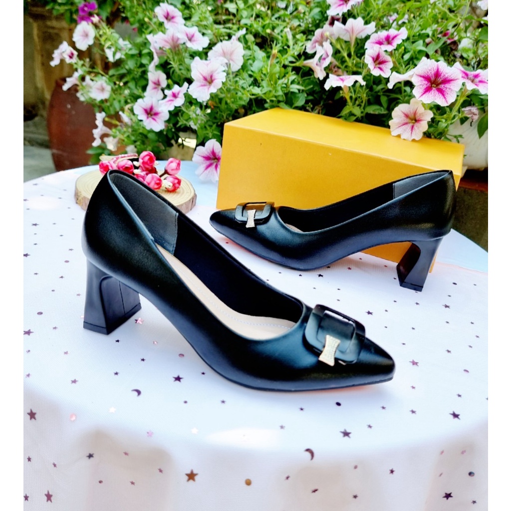 Giày cao gót 5p nơ đá _ giày nữ giày cưới cô dâu