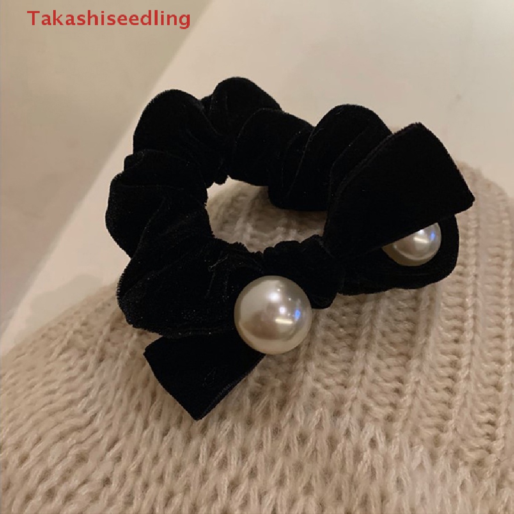 Dây Cột Tóc Nhung Thắt Nơ Màu Đen / Rượu Thanh Lịch Cho Nữ