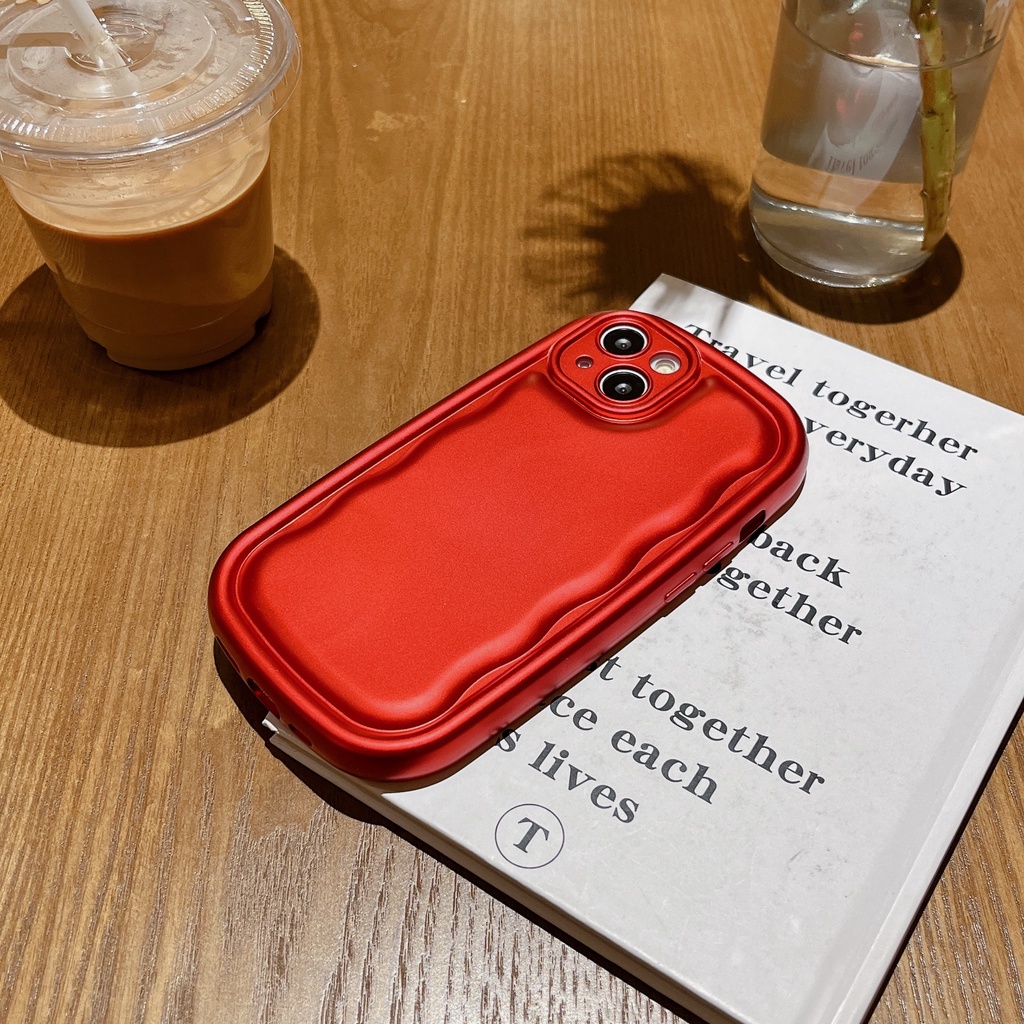 Ốp Điện Thoại Silicon TPU Mềm Màu Đỏ Trơn Bảo Vệ Ống Kính Máy Ảnh Cho iPhone 14 13 12 11 Pro Max14 Plus Xs XR