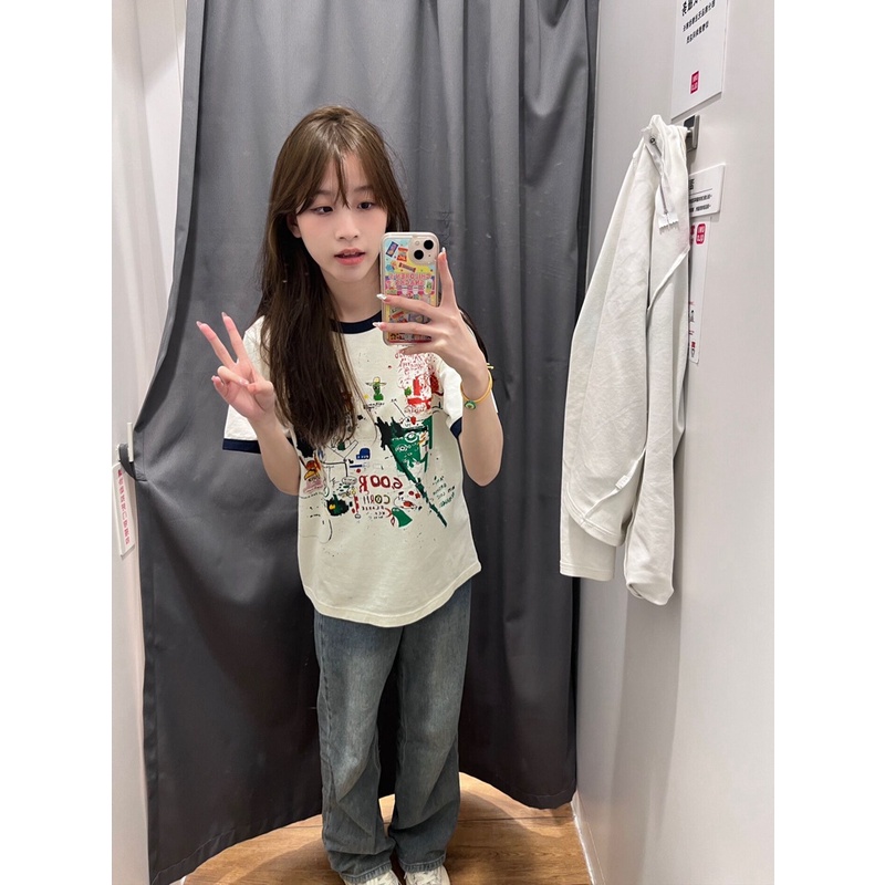 COZOK Áo Thun Tay Ngắn Cổ Tròn In Họa Tiết Khối Màu Thời Trang Thường Ngày