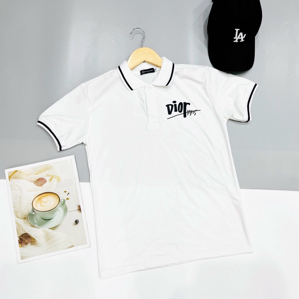 Áo thun POLO nam cao cấp có cổ tay ngắn in họa tiết Di.ro đẹp chất vải thun cotton thoáng mát mẫu mới giá rẻ chuẩn shop