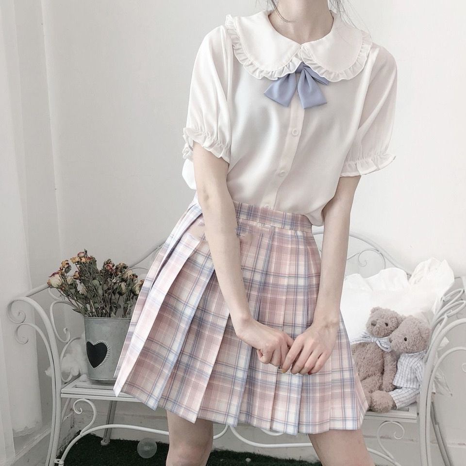 Áo Sơ Mi Trắng Tay Phồng Cổ Búp Bê Mềm Mại Phong Cách Lolita Nhật Bản Thời Trang 2023 Cho Nữ