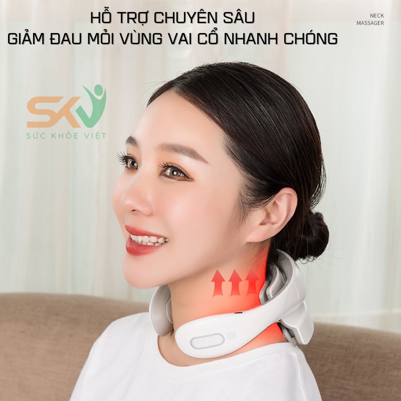 Máy mát xa vai cô SKV-JT88, sử dụng ánh sáng sinh học tác động sâu, rung thư giãn, giảm đau, chất liệu nhựa ABS an toàn
