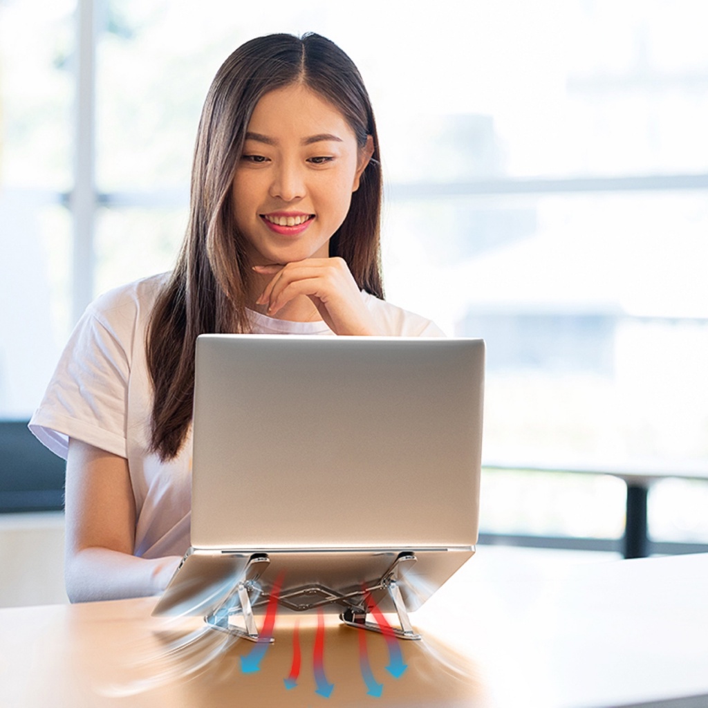 Giá Đỡ Laptop 11-17inch Bằng Hợp Kim Nhôm Có Thể Gập Lại Hình Hoa Hướng Dương