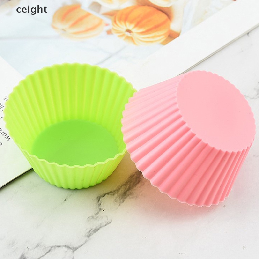 Set 7 Khuôn Silicon Làm Bánh Muffin Hình Tròn Tiện Dụng Cho Nhà Bếp