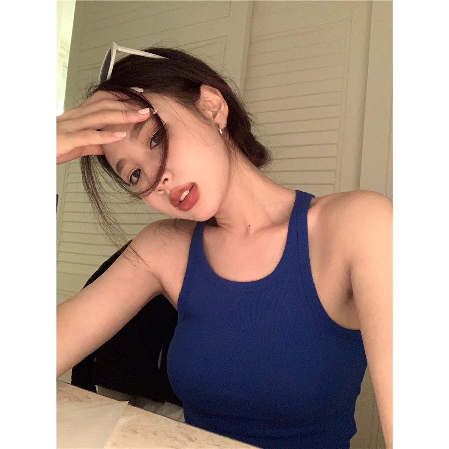 QKOOLE  Áo Hai Dây Ôm Dáng Màu Đen Quyến Rũ Thời Trang Mùa Hè Cho Nữ