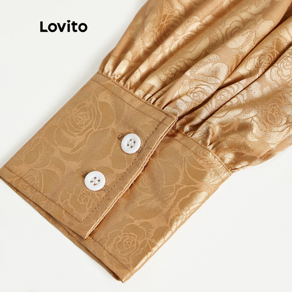 Áo sơ mi Lovito dệt hoa mặt trước thanh lịch cho nữ L45LD018