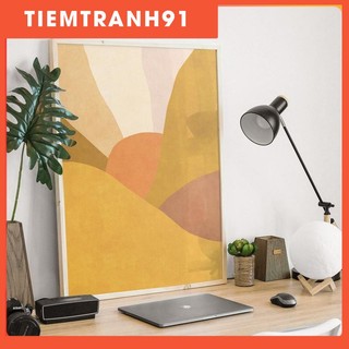 Tranh Canvas Cao Cấp | Tranh Ocher trừu tượng hoàng hôn, phong cảnh núi Ombre, trang trí tường