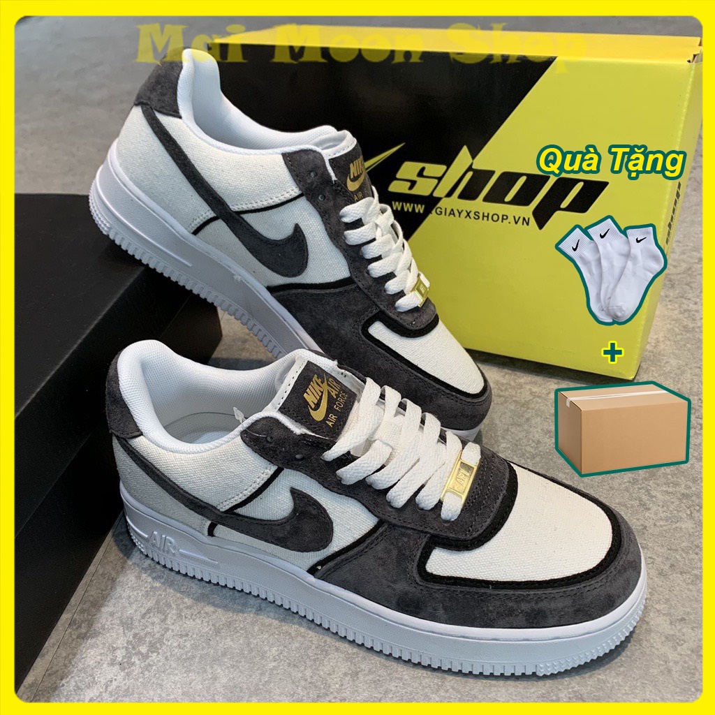 Giày_Nike Air Force 1 Xám Da Lộn lông Chuột Bản Cao Cấp, Giày Air Force 1 Nam Nữ Đế Air Bản Chuẩn Full Phụ Kiện
