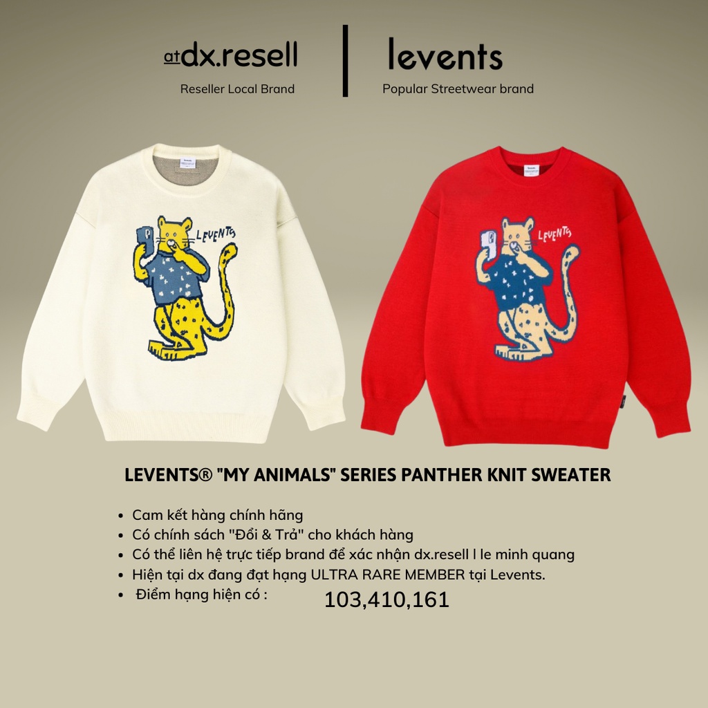 SWEATER (Red,Cream) LEVENTS "MY ANIMALS" SERIES PANTHER KNIT