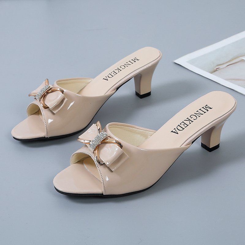 Dép cao gót 5cm đính nơ BIG SIZE 35-42 - Hàng Quảng Châu