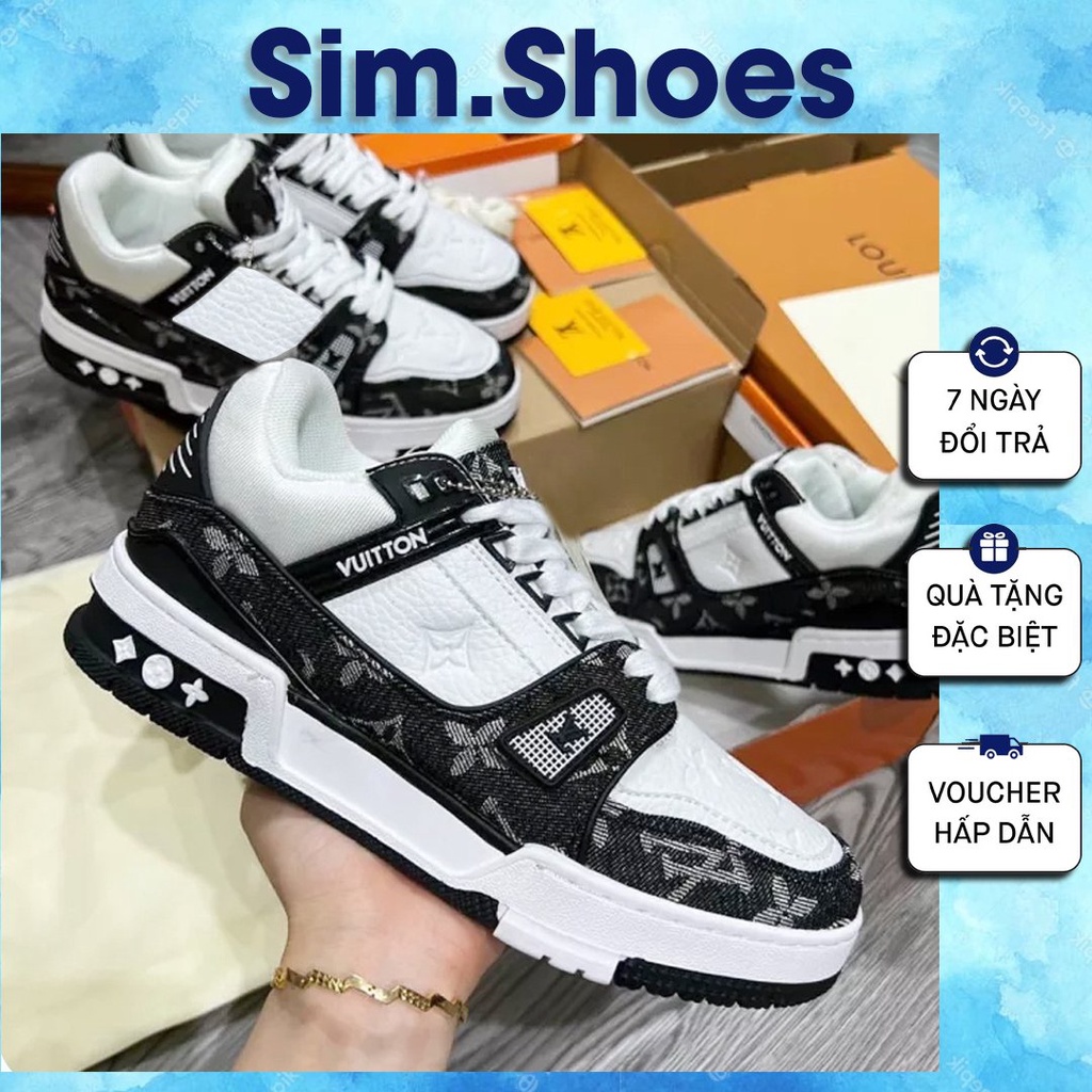 Giày LV Louis Vuitton Green White , Black, Jeans bản S.Cấp full phụ kiện, Giày sneaker độn đế cực hot 2023