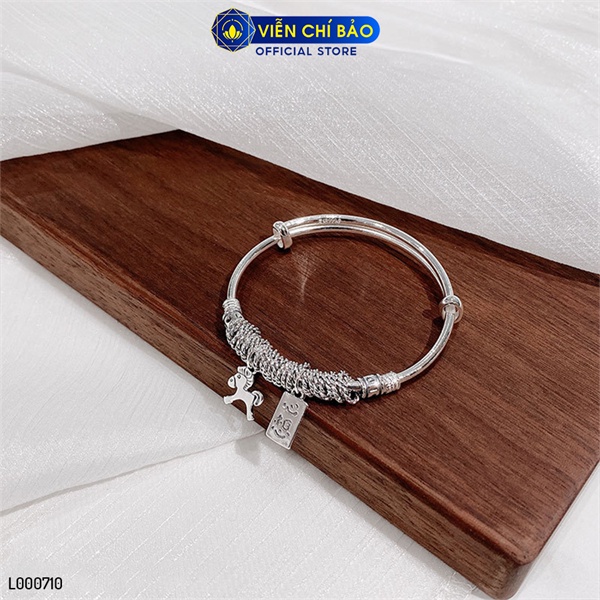 Kiềng tay trơn charm mèo, ngựa cầu tài chất liệu bạc Thái 925 thời trang phụ kiện trang sức Viễn Chí Bảo L000711 L000710