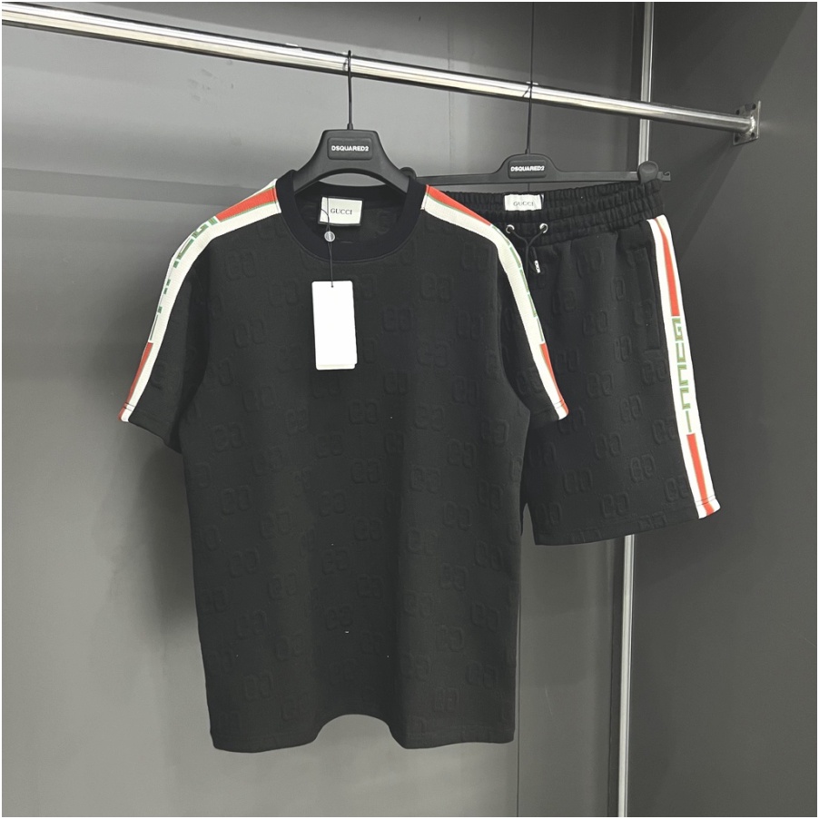 🔥Hot🔥Bộ Gucci vân nổi áo phối vai thiết kế hot trend Nam nữ New 2023