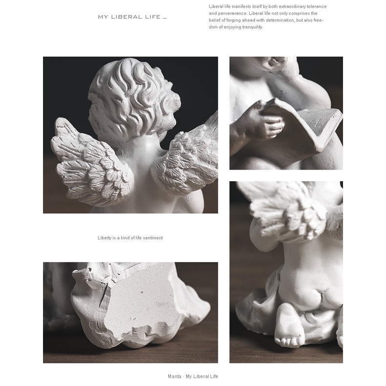 Mô Hình Tượng Thiên Thần Có Cánh Phong Cách Vintage Trang Trí Sân Vườn