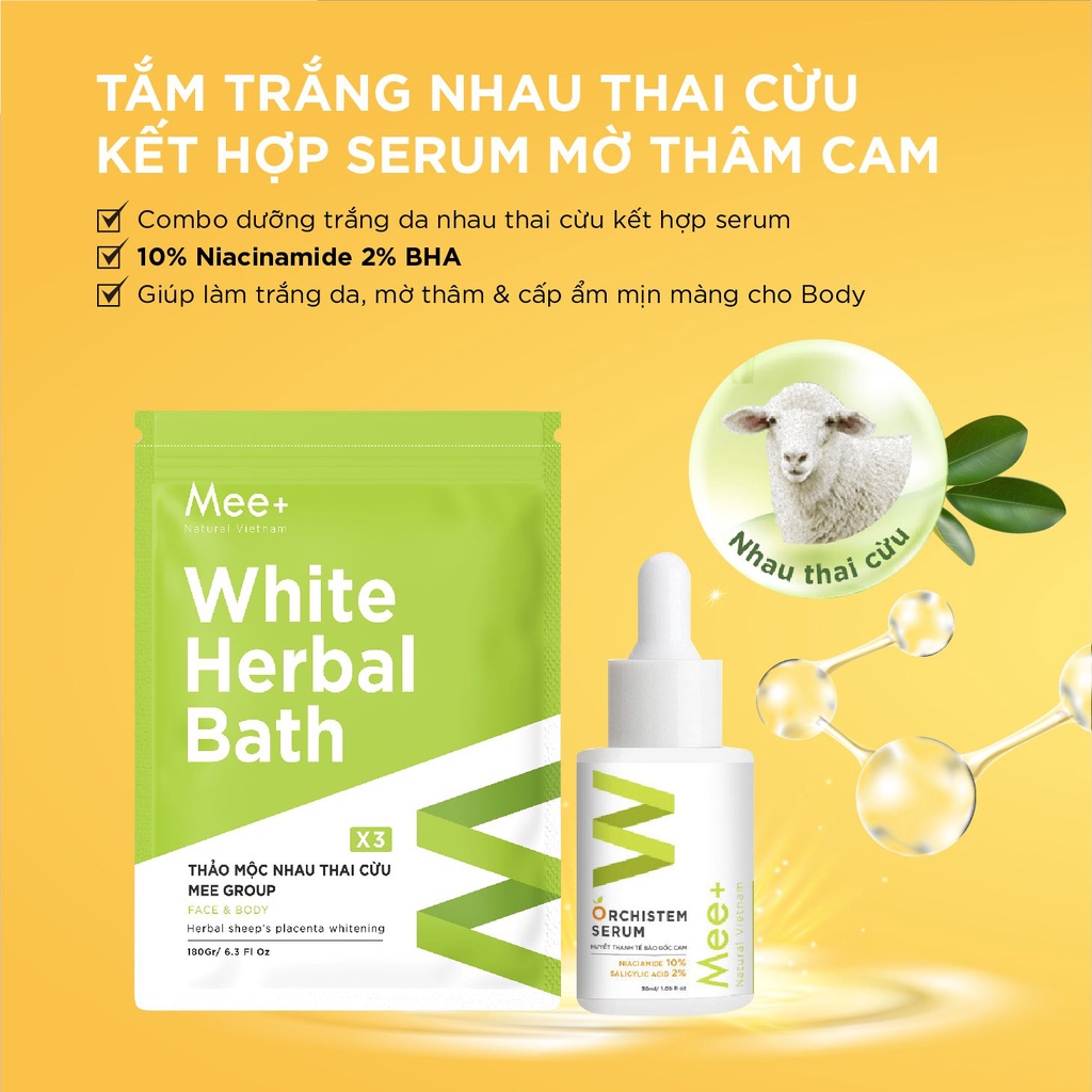 Serum huyết thanh tế bào gốc cam 10% Niacinamide 2% BHA 30ml, mờ thâm dưỡng trắng da body Mee Natural