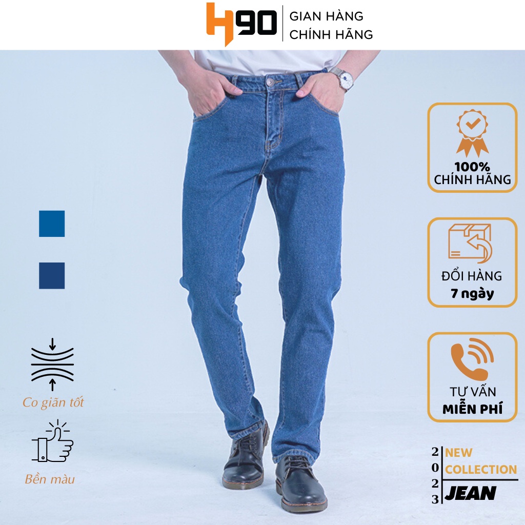 Quần Jean Nam H90 Ống Đứng Dáng Suông Rộng Chất Bò Co Giãn MTRJ002