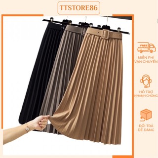 Chân váy dập li kèm thắt lưng. Thời trang nữ mới nhất