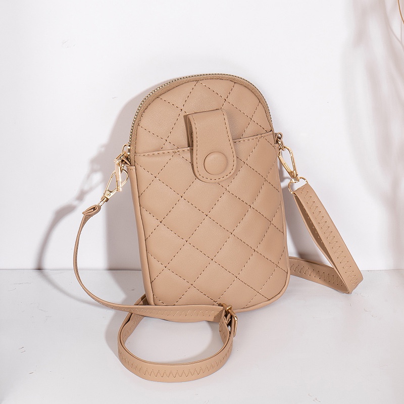 Túi Xách Đựng Điện Thoại Hai Lớp Dáng Vuông Nhỏ Thêu Họa Tiết Kim Cương Phong Cách Mới 2022 Cho Nữ