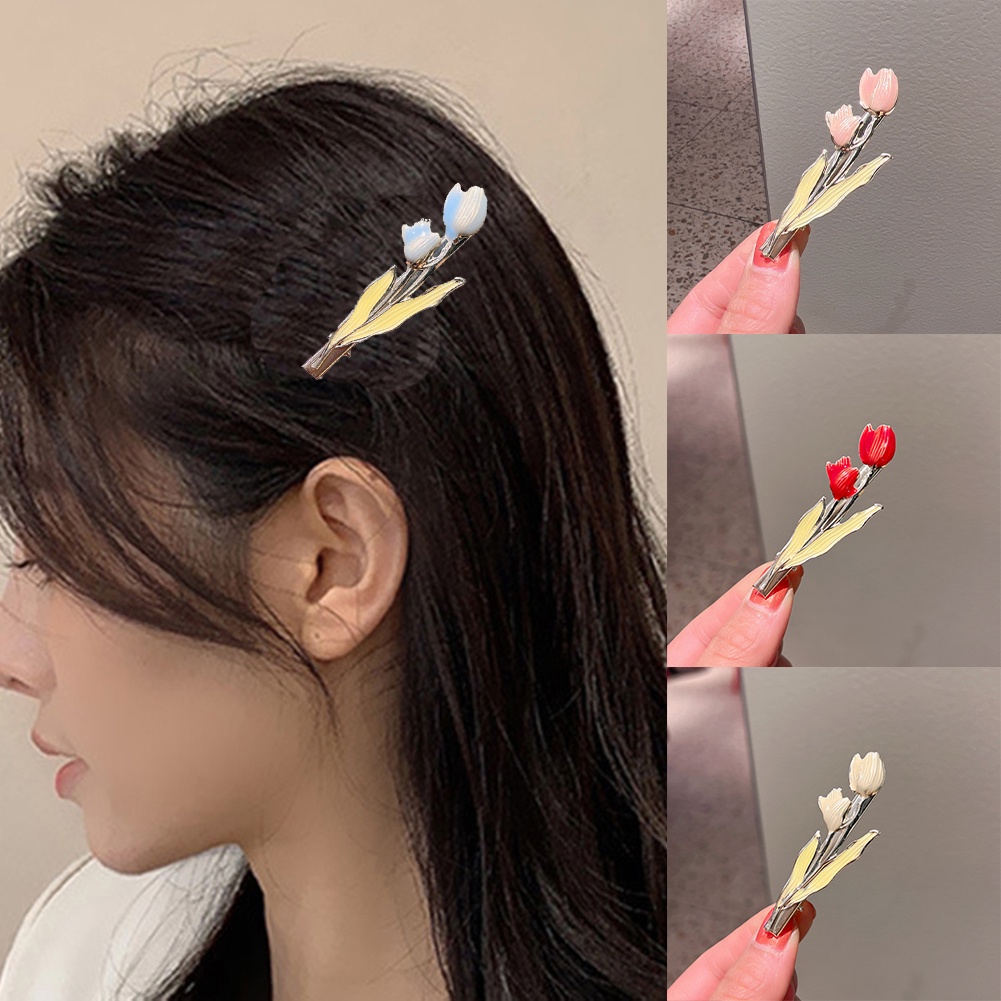 1 Kẹp Tóc Hoa Tulip Kim Loại Thời Trang Cho Nữ